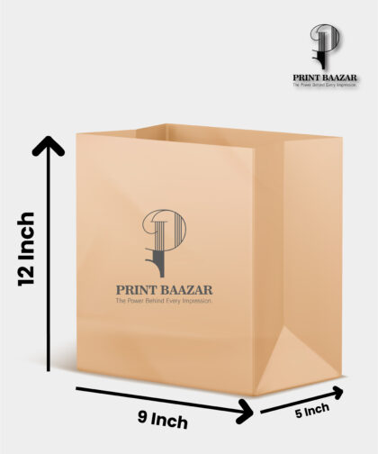 Kraft Takeaway Paper Bags 12" x 9" x 5" inches