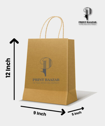 Kraft Carry Bag with Twisted Rope Handles 12″ x 9″ x 5″ inches