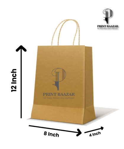 Kraft Carry Bag with Twisted Rope Handles 12″ x 8″ x 4″ inches