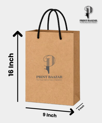 Kraft Carry Bag with Rope Handles 16″ x 9″ x 5″ inches